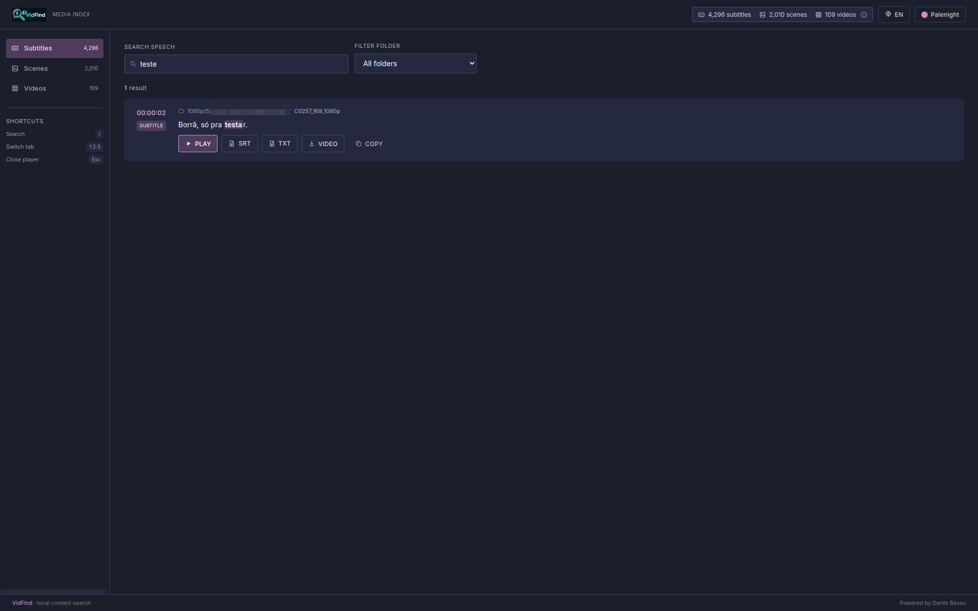 VidFind — troca de tema